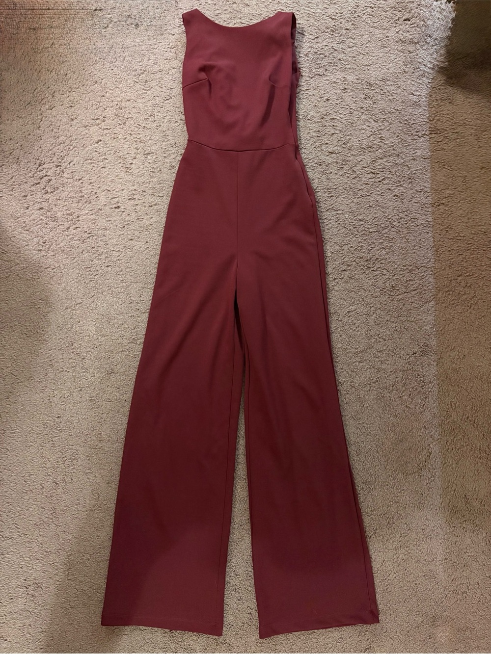 Lulus burgundy jumpsuit with ruffle back size adult x-small